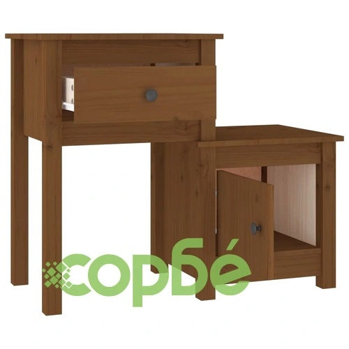 Нощни шкафчета, 2 бр, меденокафяви, 79,5x38x65,5 см, бор масив ➤ топ цена ➤ sorbe.bg