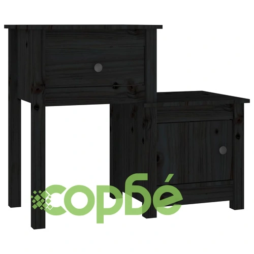 Нощни шкафчета 2 бр черни 79,5x38x65,5 см борово дърво масив ➤ топ цена ➤ sorbe.bg