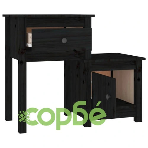 Нощни шкафчета 2 бр черни 79,5x38x65,5 см борово дърво масив ➤ топ цена ➤ sorbe.bg