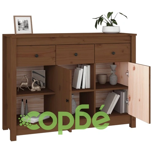 Сайдборд, меденокафяв, 100x35x74 см, бор масив ➤ топ цена ➤ sorbe.bg