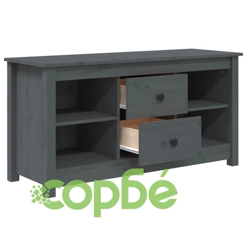 ТВ шкаф, сив, 103x36,5x52 см, бор масив ➤ топ цена ➤ sorbe.bg