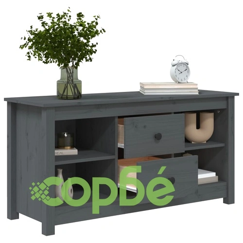 ТВ шкаф, сив, 103x36,5x52 см, бор масив ➤ топ цена ➤ sorbe.bg