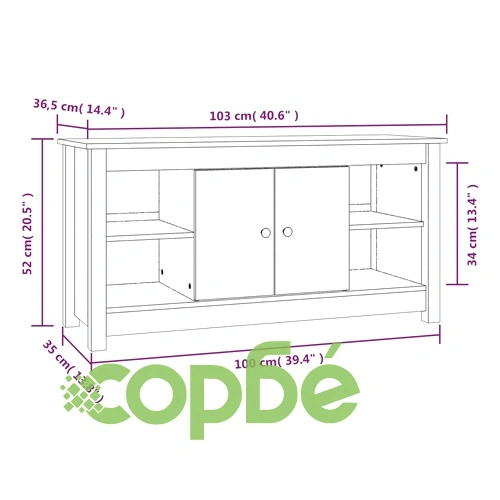 ТВ шкаф, сив, 103x36,5x52 см, бор масив ➤ топ цена ➤ sorbe.bg