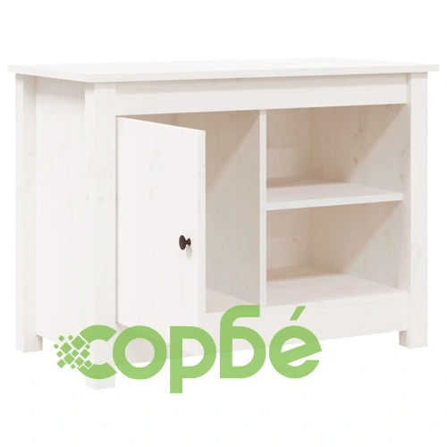 ТВ шкаф, бял, 70x36,5x52 см, бор масив ➤ топ цена ➤ sorbe.bg