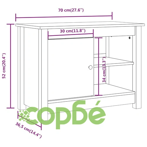 ТВ шкаф, бял, 70x36,5x52 см, бор масив ➤ топ цена ➤ sorbe.bg