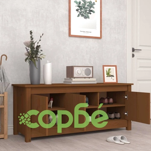 Шкаф за обувки меденокафяв 110x38x45,5 см борово дърво масив ➤ топ цена ➤ sorbe.bg