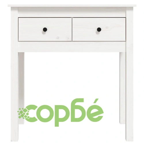 Конзолна маса, бяла, 70x35x75 см, борово дърво масив ➤ топ цена ➤ sorbe.bg