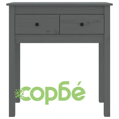 Конзолна маса Сиво 70x35x75 см борово дърво масив ➤ топ цена ➤ sorbe.bg