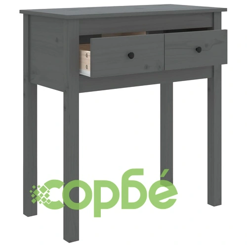 Конзолна маса Сиво 70x35x75 см борово дърво масив ➤ топ цена ➤ sorbe.bg