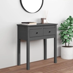 Конзолна маса Сиво 70x35x75 см борово дърво масив