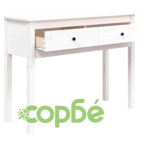 Конзолна маса бяла 100 x 35 x 75 см борово дърво масив ➤ топ цена ➤ sorbe.bg