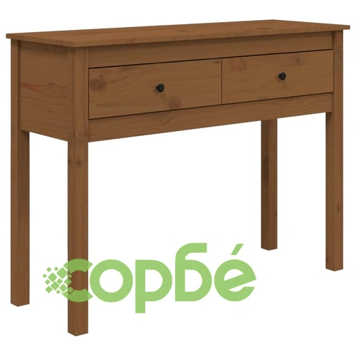 Конзолна маса, меденокафява, 100x35x75 см, борово дърво масив ➤ топ цена ➤ sorbe.bg