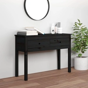 Конзолна маса черно 100 x 35 x 75 см борово дърво масив