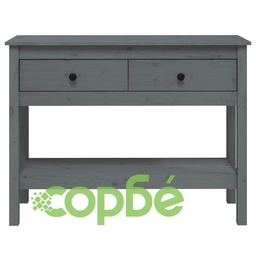 Конзолна маса Сиво 100x35x75 см борово дърво масив ➤ топ цена ➤ sorbe.bg