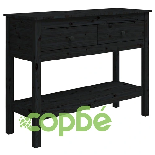 Конзолна маса черно 100 x 35 x 75 см борово дърво масив ➤ топ цена ➤ sorbe.bg