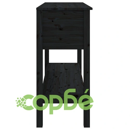 Конзолна маса черно 100 x 35 x 75 см борово дърво масив ➤ топ цена ➤ sorbe.bg