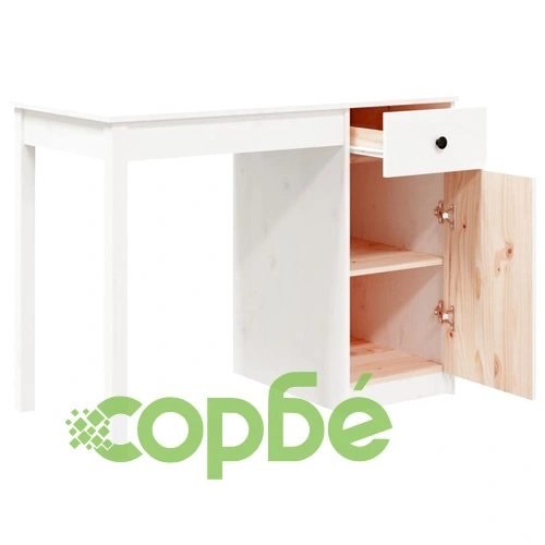 Бюро, бяло, 100x50x75 см, борово дърво масив ➤ топ цена ➤ sorbe.bg