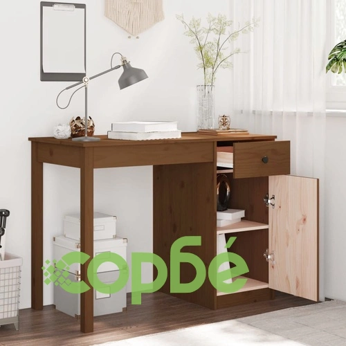 Бюро, меденокафяво, 100x50x75 см, борово дърво масив ➤ топ цена ➤ sorbe.bg