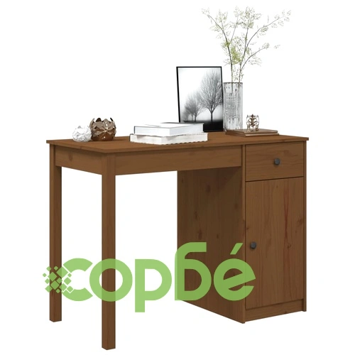 Бюро, меденокафяво, 100x50x75 см, борово дърво масив ➤ топ цена ➤ sorbe.bg