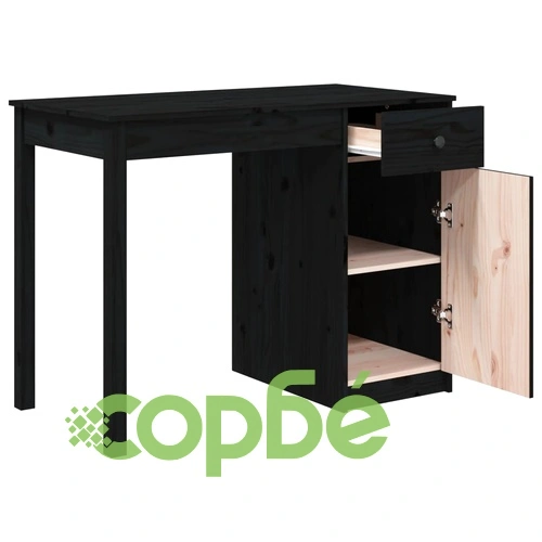 Бюро, черно, 100x50x75 см, борово дърво масив ➤ топ цена ➤ sorbe.bg