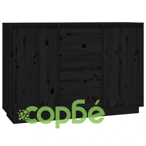 Сайдборд, черен, 111x34x75 см, бор масив ➤ топ цена ➤ sorbe.bg