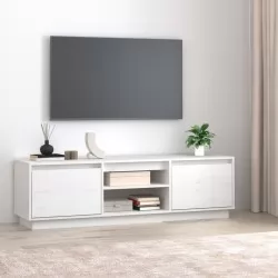 ТВ шкаф, бял, 140x35x40 см, бор масив