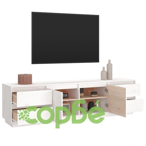 ТВ шкаф, бял, 176x37x47,5 см, бор масив ➤ топ цена ➤ sorbe.bg