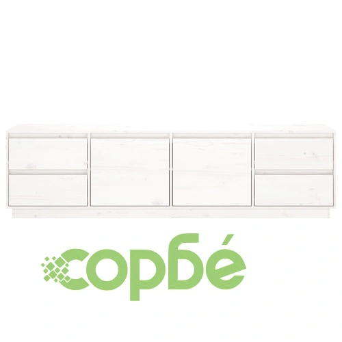 ТВ шкаф, бял, 176x37x47,5 см, бор масив ➤ топ цена ➤ sorbe.bg