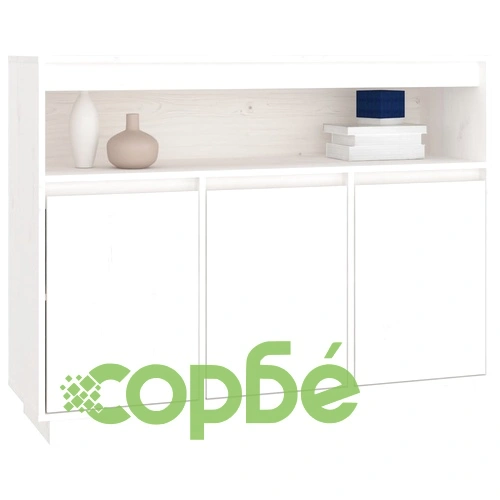 Сайдборд, бял, 104,5x34x80 см, бор масив ➤ топ цена ➤ sorbe.bg