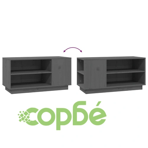 ТВ шкаф, сив, 80x35x40,5 см, бор масив ➤ топ цена ➤ sorbe.bg