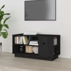 ТВ шкаф, черен, 80x35x40,5 см, бор масив