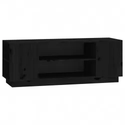 ТВ шкаф, черен, 110x35x40,5 см, бор масив