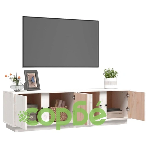 ТВ шкаф, бял, 140x40x40 см, бор масив ➤ топ цена ➤ sorbe.bg