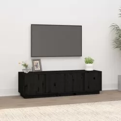 ТВ шкаф, черен, 140x40x40 см, бор масив