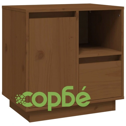 Нощно шкафче, меденокафяво, 50x34x50 см, борово дърво масив ➤ топ цена ➤ sorbe.bg