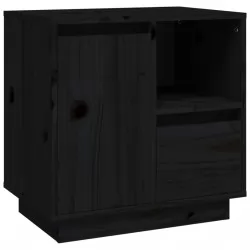 Нощно шкафче, черно, 50x34x50 см, борово дърво масив