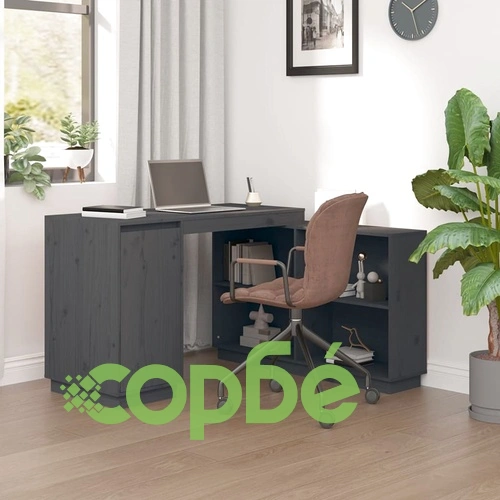 Бюро, сиво, 110x50x75 см, борово дърво масив ➤ топ цена ➤ sorbe.bg