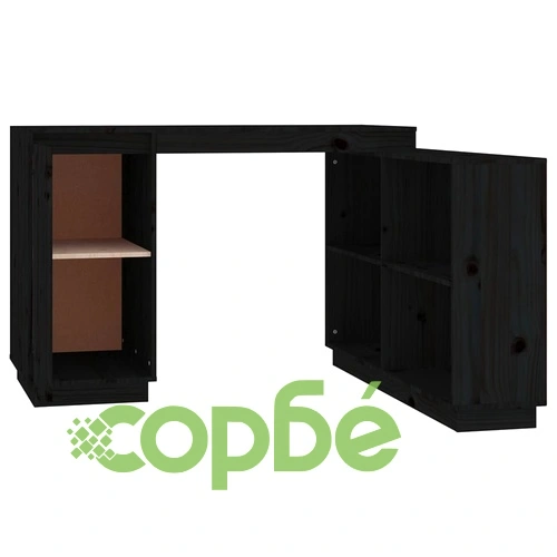 Бюро, черно, 110x50x75 см, борово дърво масив ➤ топ цена ➤ sorbe.bg