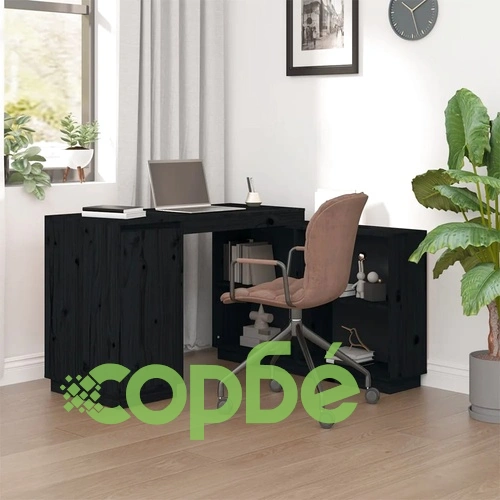 Бюро, черно, 110x50x75 см, борово дърво масив ➤ топ цена ➤ sorbe.bg