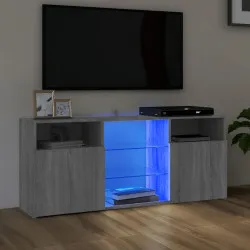 ТВ шкаф с LED осветление, сив сонома, 120x30x50 см
