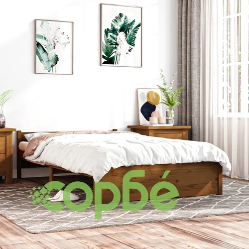 Рамка за легло меденокафява дърво 120x190 см Small Double ➤ топ цена ➤ sorbe.bg