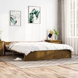 Рамка за легло, меденокафява, дърво масив, 200x200 см