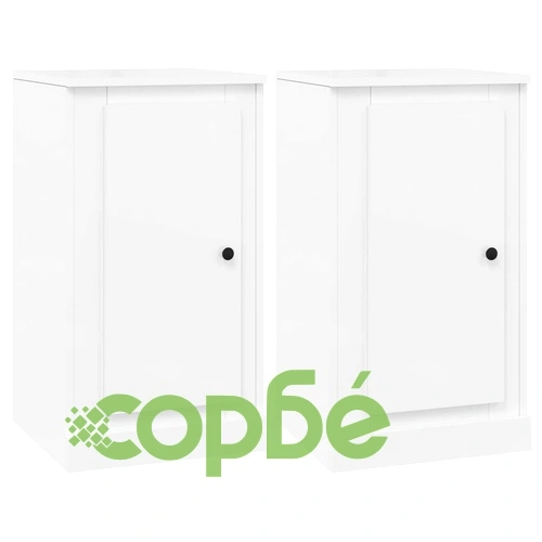 Сайдборд, 2 бр, бял гланц, 37,5x35,5x67,5 см, инженерно дърво ➤ топ цена ➤ sorbe.bg