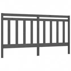 Горна табла за легло, сива, 186x4x100 см, бор масив
