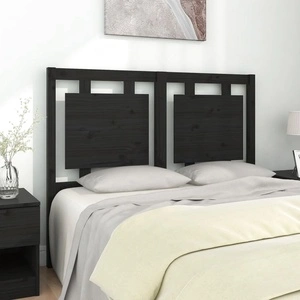 Горна табла за легло, черна, 125,5x4x100 см, бор масив