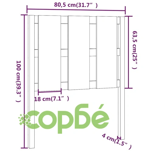 Горна табла за легло, 80,5x4x100 см, бор масив ➤ топ цена ➤ sorbe.bg
