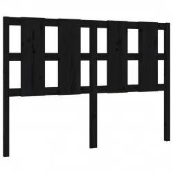 Горна табла за легло, черна, 125,5x4x100 см, бор масив