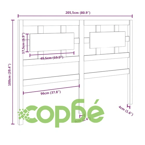Горна табла за легло, 205,5x4x100 см, бор масив ➤ топ цена ➤ sorbe.bg