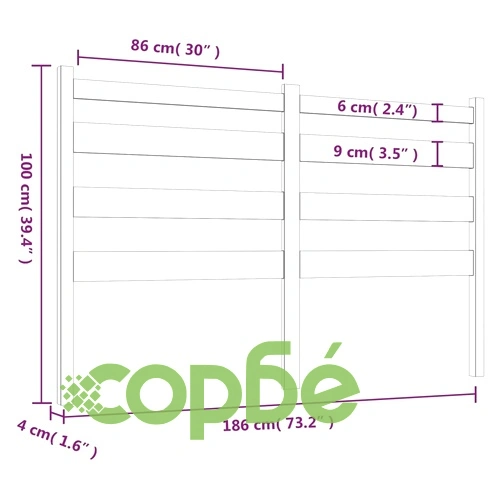 Горна табла за легло, сива, 186x4x100 см, бор масив ➤ топ цена ➤ sorbe.bg