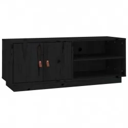 ТВ шкаф, черен, 105x34x40 см, бор масив